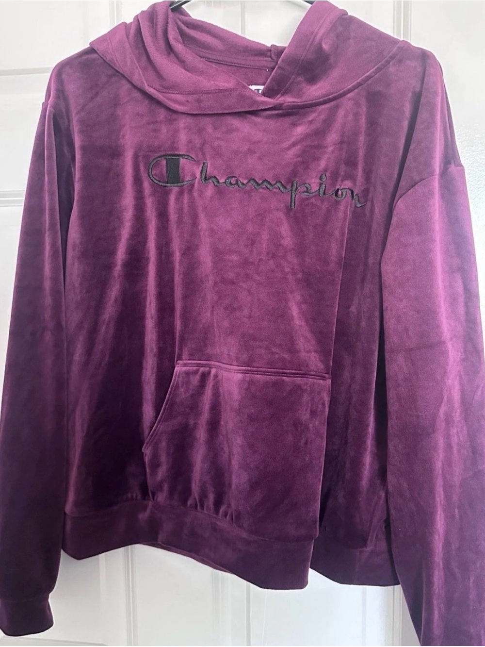 Champion Maroon Velour Pullover Hoodie